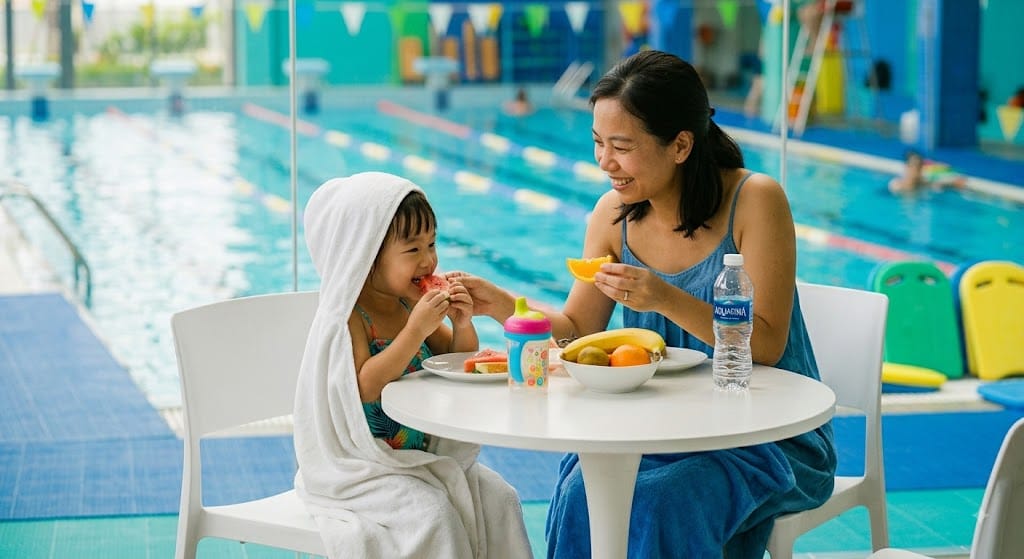 Cho trẻ ăn sau khi bơi để bù năng lượng