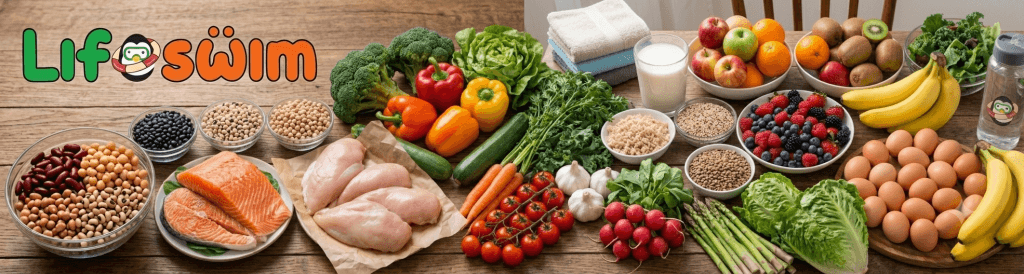 Kết hợp chế độ dinh dưỡng phù hợp khi bơi giảm cân